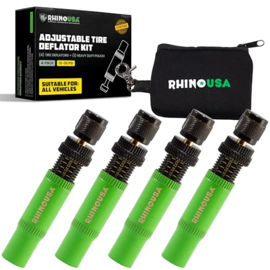 Adjustable Tire Deflator Kit 10-30 PSI Ultimate Screw-on Automatic Tire Deflators for Offroad - Quick and Easy Air Down System
Adjustable Tire Deflator Kit 10-30 PSI Ultimate Screw-on Automatic Tire Deflators for Offroad - Quick and Easy Air Down System