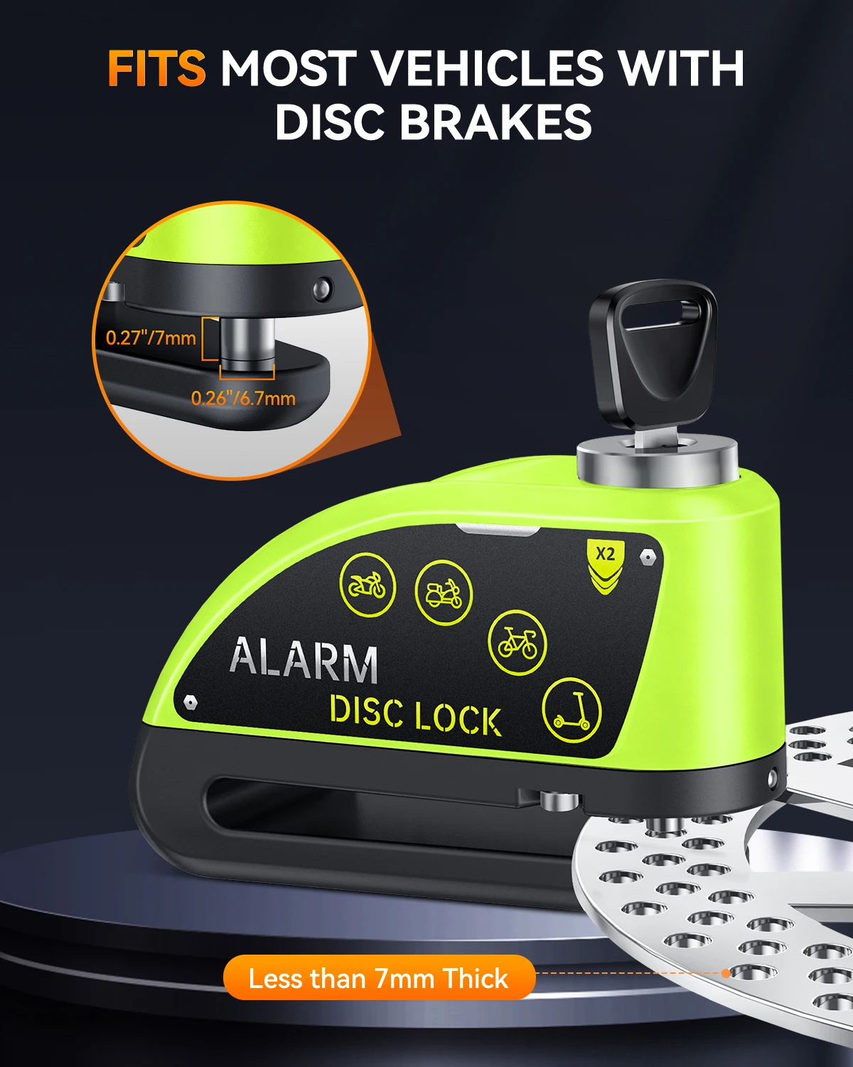 Aluminum Alloy Wheel Disc Brake Lock Waterproof Anti theft Motorcycle Bicycle Alarm Lock 120dB Loud For Scooter
Aluminum Alloy Wheel Disc Brake Lock Waterproof Anti theft Motorcycle Bicycle Alarm Lock 120dB Loud For Scooter