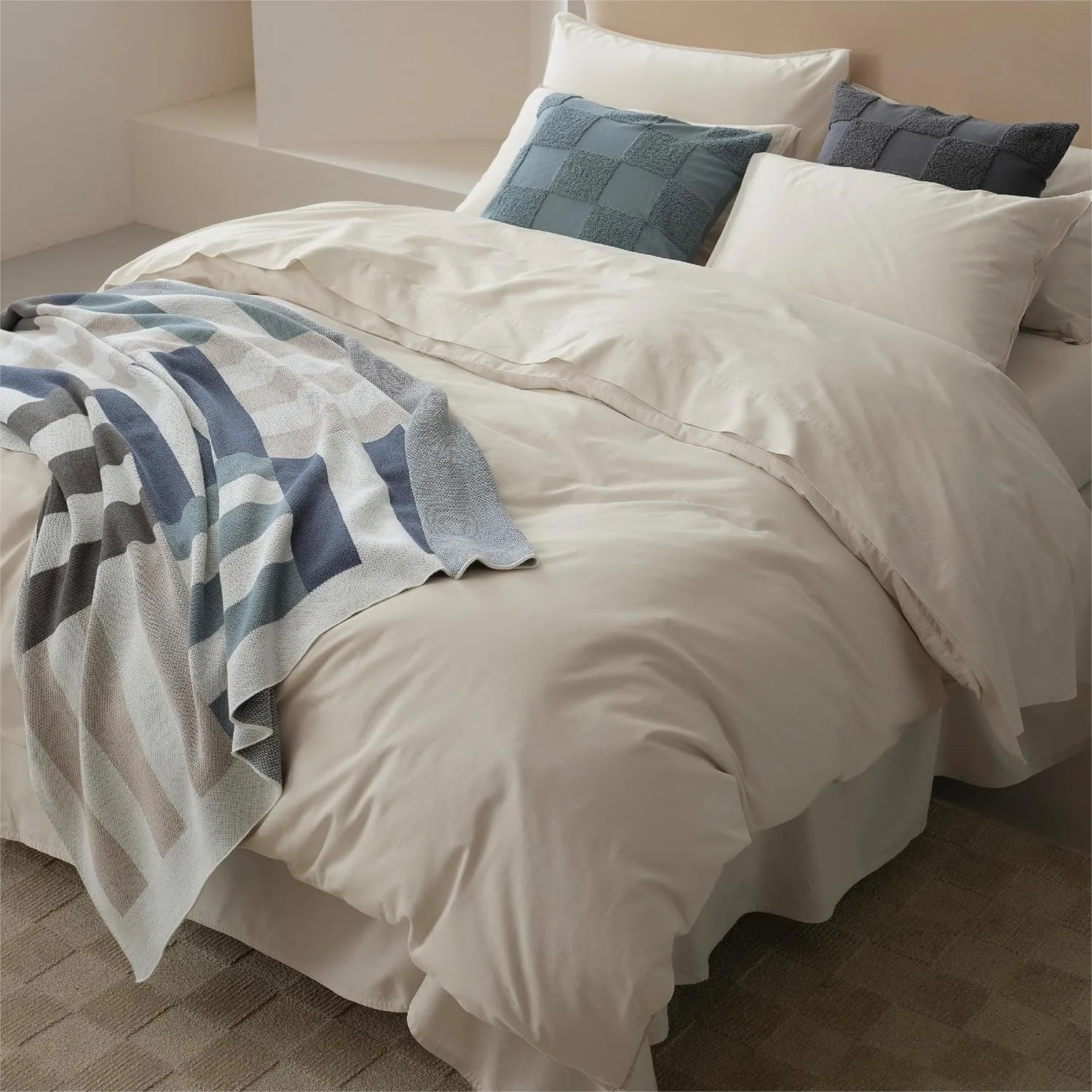Queen Duvet Cover Set with 300 TC Sateen Weave, Washed Cotton Bedding, Button Closures, Coconut White
Queen Duvet Cover Set with 300 TC Sateen Weave, Washed Cotton Bedding, Button Closures, Coconut White