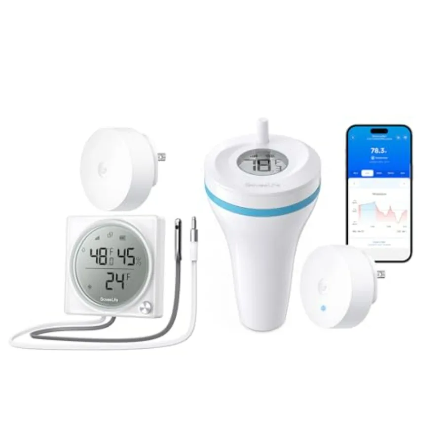 Smart Wireless Pool Refrigerator Thermometer: IP68 Waterproof, 1082ft Range, Easy-Read Display, Alarm Function, White
Smart Wireless Pool Refrigerator Thermometer: IP68 Waterproof, 1082ft Range, Easy-Read Display, Alarm Function, White