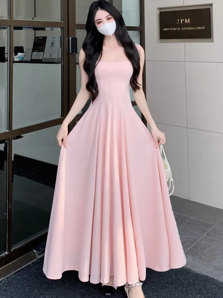 French Style Sweet Pink Long Dresses for Women Elegant Sleeveless Evening Party Dress Summer Slim Waist A-line Vestidos New Robe
French Style Sweet Pink Long Dresses for Women Elegant Sleeveless Evening Party Dress Summer Slim Waist A-line Vestidos New Robe