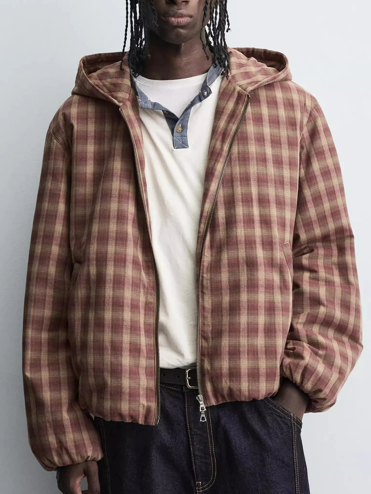 Casual Cotton Blend Men's Hooded Plaid Jaet Outerwear 2025 Autumn Winter New Sle Loose Fit Youth Long Sve Zipper Closure
Casual Cotton Blend Men's Hooded Plaid Jaet Outerwear 2025 Autumn Winter New Sle Loose Fit Youth Long Sve Zipper Closure
