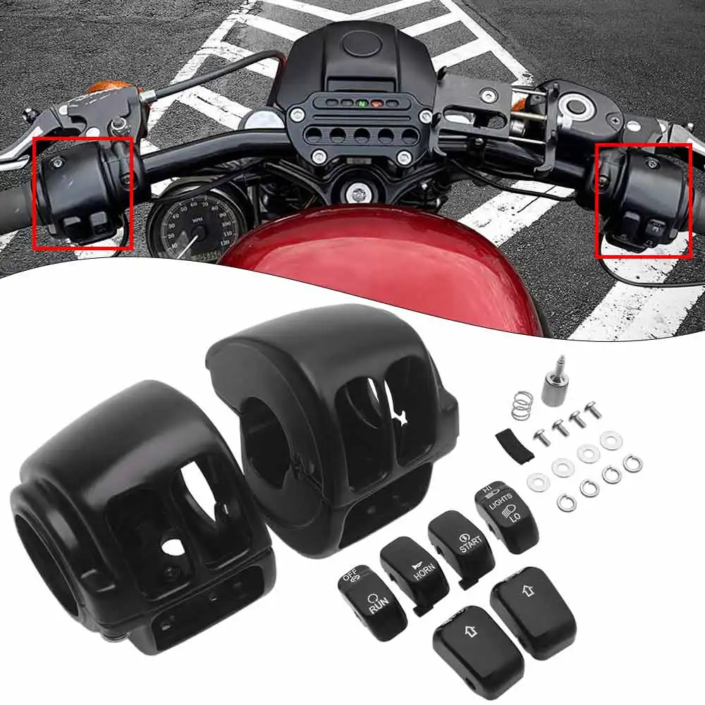 Black Handlebar Caps Button Switch Housings Cover For Harley Sportster XL 883 1200 Dyna Street Bob Softail Fat Boy Motorcycle
Black Handlebar Caps Button Switch Housings Cover For Harley Sportster XL 883 1200 Dyna Street Bob Softail Fat Boy Motorcycle
