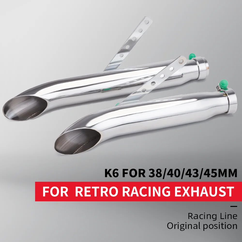 High Quality Motorcycle Exhaust Muffler Retro Vintage Classic Electroplating for Racer Bobber Chopper Custom K6 38/40/43/45mm
High Quality Motorcycle Exhaust Muffler Retro Vintage Classic Electroplating for Racer Bobber Chopper Custom K6 38/40/43/45mm