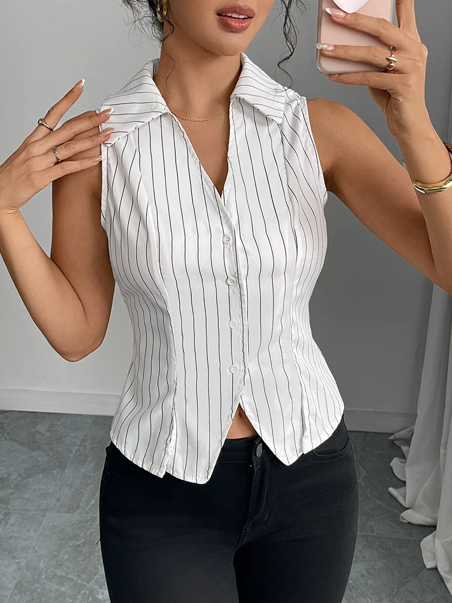 Облегающая полосатая женская модная повседневная полиэфирная ткань с лацканами Svel irt, лето 202, Китайское происхождение
Облегающая полосатая женская модная повседневная полиэфирная ткань с лацканами Svel irt, лето 202, Китайское происхождение