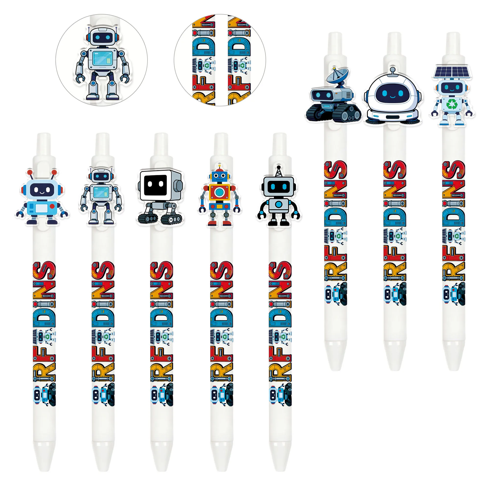 8 pieces / 16 pieces robot pattern creative ballpoint pens. Tech-style office signature pens. Office gift pens.
8 pieces / 16 pieces robot pattern creative ballpoint pens. Tech-style office signature pens. Office gift pens.