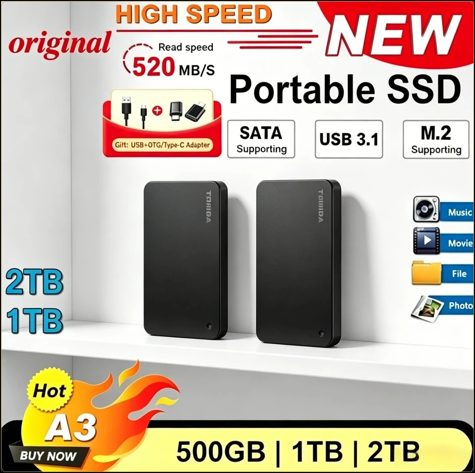 NEW For Toshiba Canvio Basics A3 Portable HDD USB3.0 High Speed External Hard Disk 500GB 1TB 2TB Black
NEW For Toshiba Canvio Basics A3 Portable HDD USB3.0 High Speed External Hard Disk 500GB 1TB 2TB Black