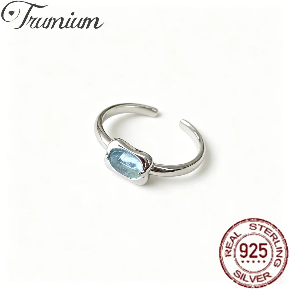 Trumium S925 Sterling Silver Open Adjustable Ring Aquamarine Gemstone Minimalist Stackable Finger Ring For Women Daily Jewelry
Trumium S925 Sterling Silver Open Adjustable Ring Aquamarine Gemstone Minimalist Stackable Finger Ring For Women Daily Jewelry