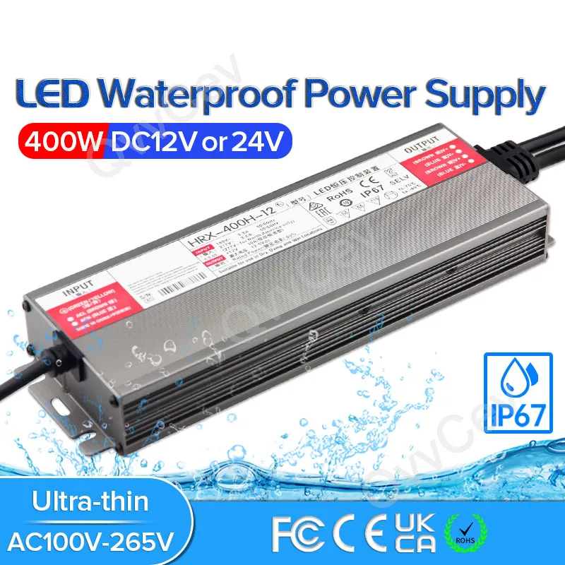 400W LED Driver DC12V 24V IP67 Waterproof Lighting Transformers for Outdoor Lights Power SupplyAC175-265V 400W
400W LED Driver DC12V 24V IP67 Waterproof Lighting Transformers for Outdoor Lights Power SupplyAC175-265V 400W