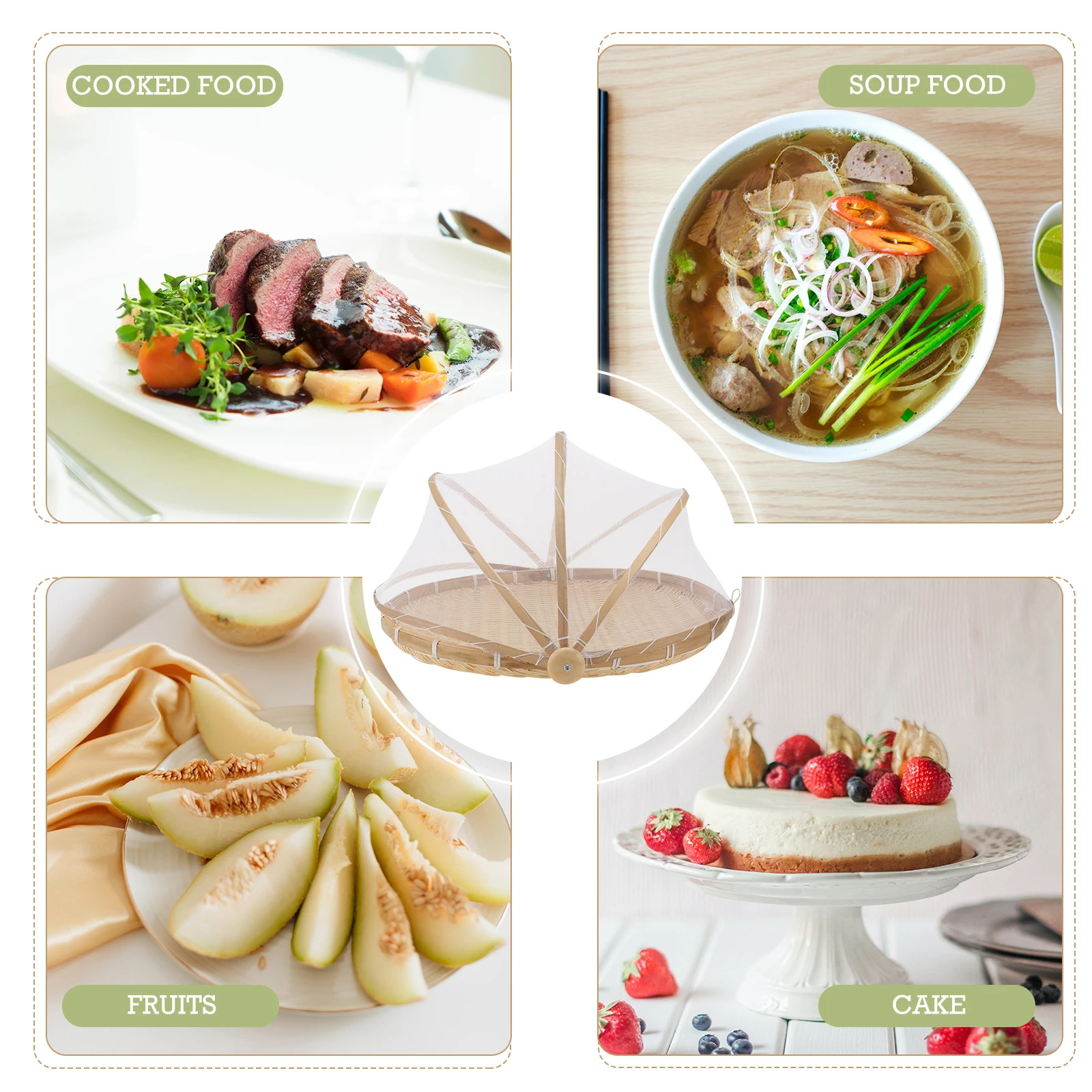 Insect-proof Mesh Basket Food Holder with Gauze Cover Serving Container Bamboo Woven Storage Kitchen Gadget
Insect-proof Mesh Basket Food Holder with Gauze Cover Serving Container Bamboo Woven Storage Kitchen Gadget