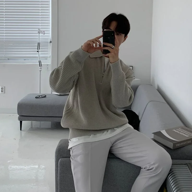 2024 Men's Lapel Sweater Fashion Knitwear Harajuku Knit Sweater Korean Autumn Casual Pullover Long Sleeve Sweatshirts 3 Color
2024 Men's Lapel Sweater Fashion Knitwear Harajuku Knit Sweater Korean Autumn Casual Pullover Long Sleeve Sweatshirts 3 Color