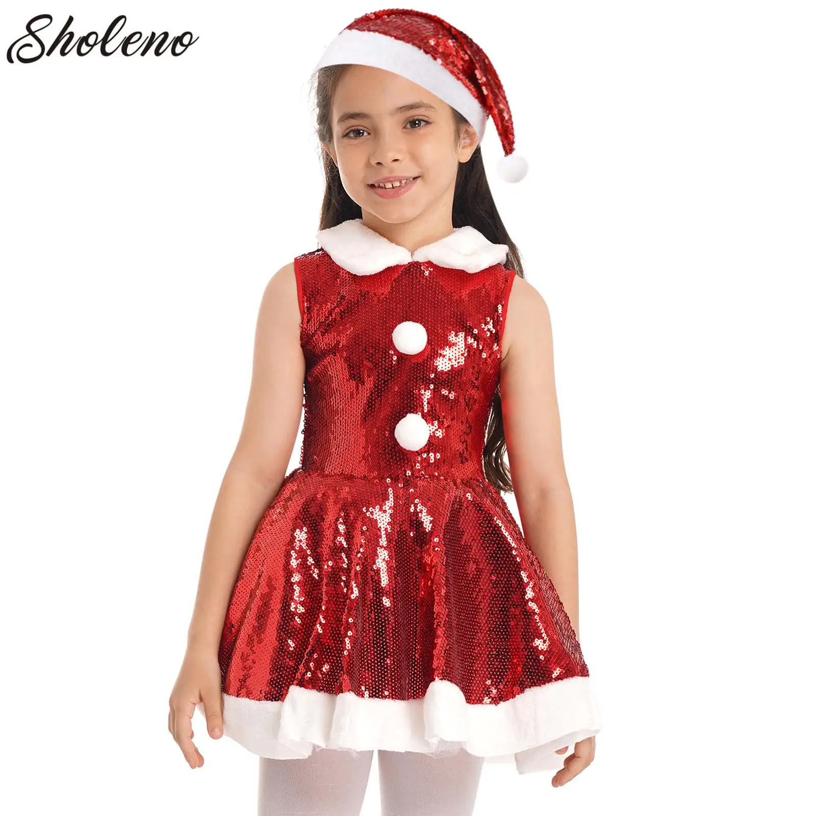 Big Girls Christmas Outfit Sequins Figure Ice Roller Skating Ballet Dance Leotard Dress with Hat Santa Claus Costume
Big Girls Christmas Outfit Sequins Figure Ice Roller Skating Ballet Dance Leotard Dress with Hat Santa Claus Costume