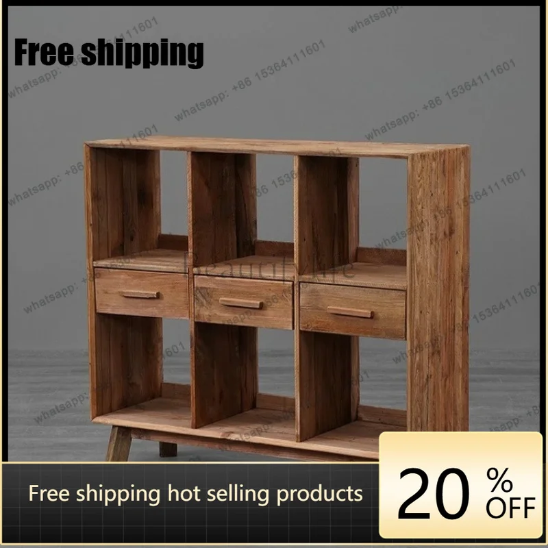 zj.Retro bookcase, old pine six-grid three-bucket porch, homestay, clubhouse, cafe, solid wood side cabinet against the wall
zj.Retro bookcase, old pine six-grid three-bucket porch, homestay, clubhouse, cafe, solid wood side cabinet against the wall