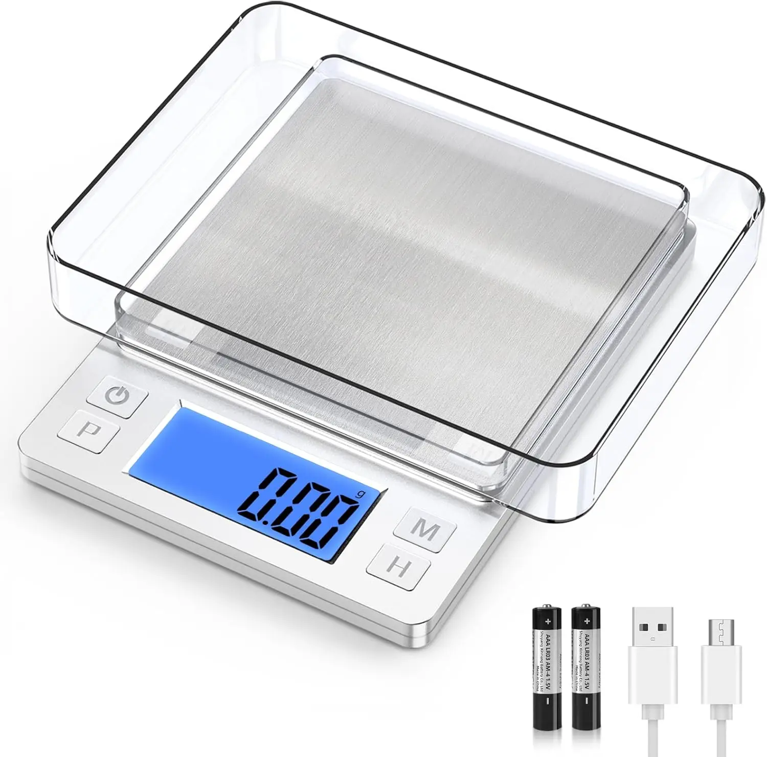 0.01g Precision Digital Scale, USB Rechargeable, 1kg Capacity with Large Display and Hold Function for Kitchen, Jewelry, Herbs
0.01g Precision Digital Scale, USB Rechargeable, 1kg Capacity with Large Display and Hold Function for Kitchen, Jewelry, Herbs