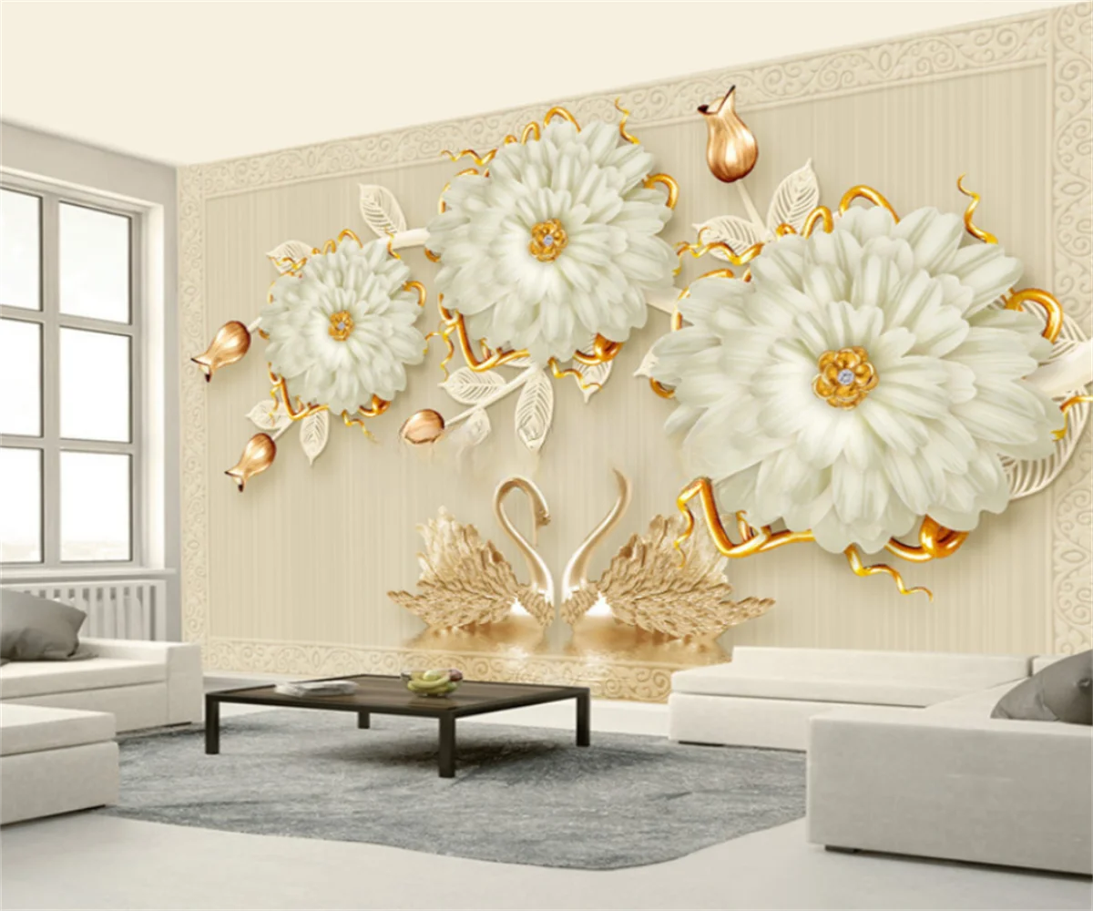 Customize any size WallpaperEuropean Style Luxury Jewelry Flowers Swan Mural Home background wall decoration 3d wallpaper
Customize any size WallpaperEuropean Style Luxury Jewelry Flowers Swan Mural Home background wall decoration 3d wallpaper