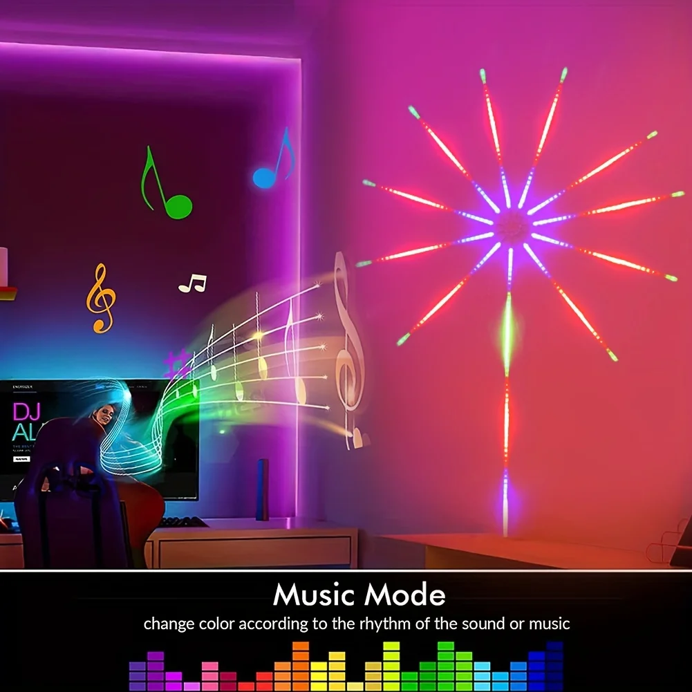Smart Firework Light LED Strip Lights with Remote App Control Music Sound Sync Light for Home Room Wall Bedroom Decor
Smart Firework Light LED Strip Lights with Remote App Control Music Sound Sync Light for Home Room Wall Bedroom Decor