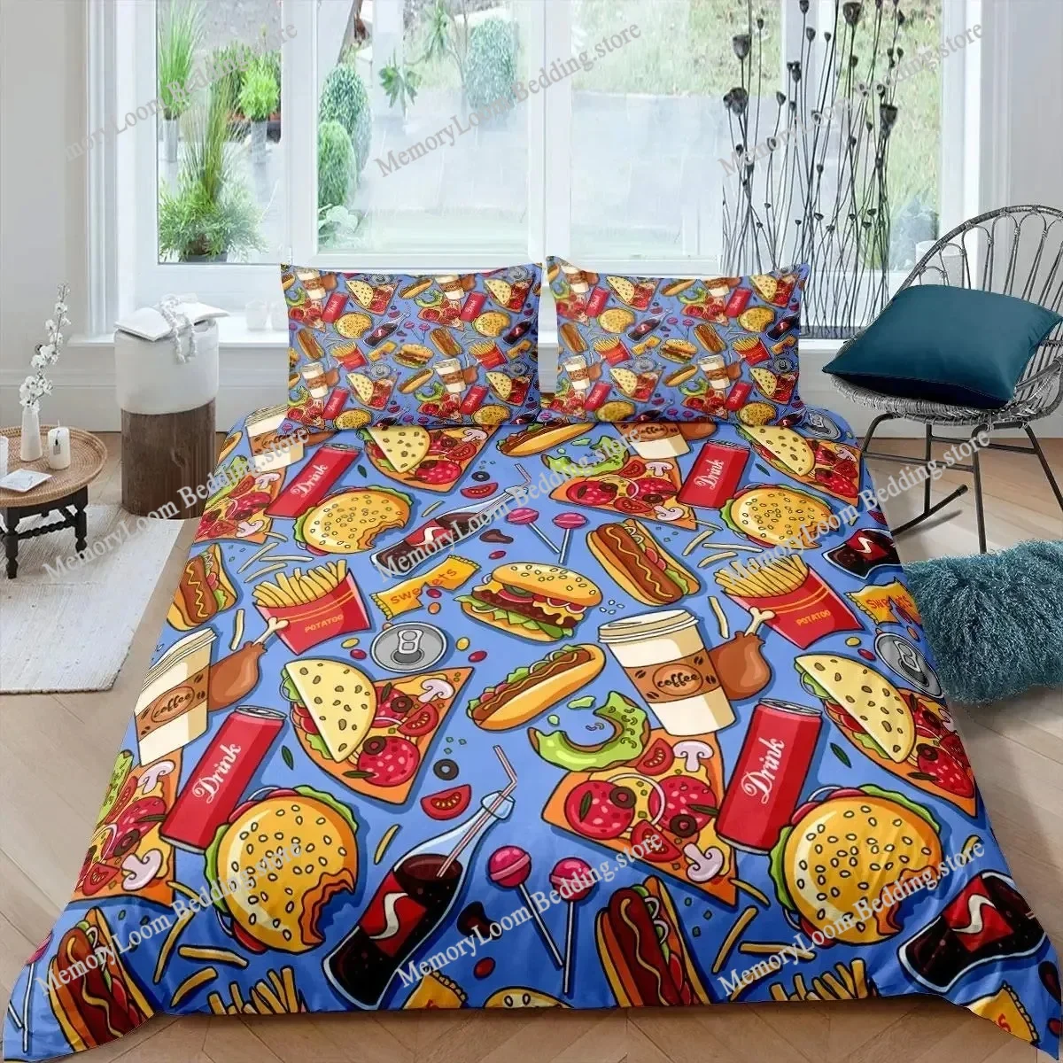 3D American Fast Food Duvet Cover Set Full Size Polyester Pizza Hotdog Hamburger Print Bedding Set French Fries Quilt Cover
3D American Fast Food Duvet Cover Set Full Size Polyester Pizza Hotdog Hamburger Print Bedding Set French Fries Quilt Cover