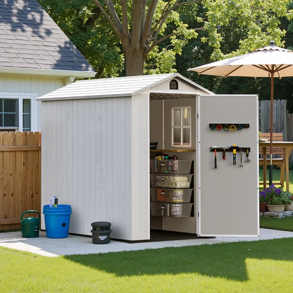 4 x 6 FT Plastic Outdoor Storage Shed with Floor, Resin Outside Tool Shed with a Window and Lockable, Sheds & Storages
4 x 6 FT Plastic Outdoor Storage Shed with Floor, Resin Outside Tool Shed with a Window and Lockable, Sheds & Storages