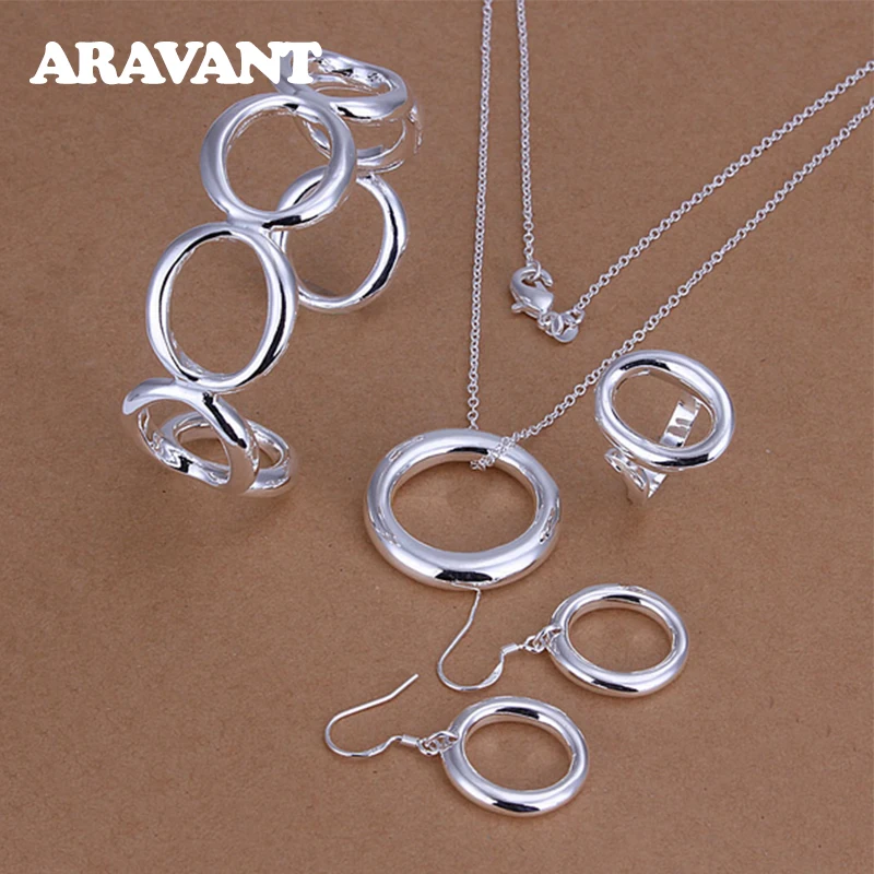 925 Silver Fashion Round Circle Drop Earrings Necklace Open Cuff Bracelet&Bangle Ring Set For Women Wedding Jewelry
925 Silver Fashion Round Circle Drop Earrings Necklace Open Cuff Bracelet&Bangle Ring Set For Women Wedding Jewelry