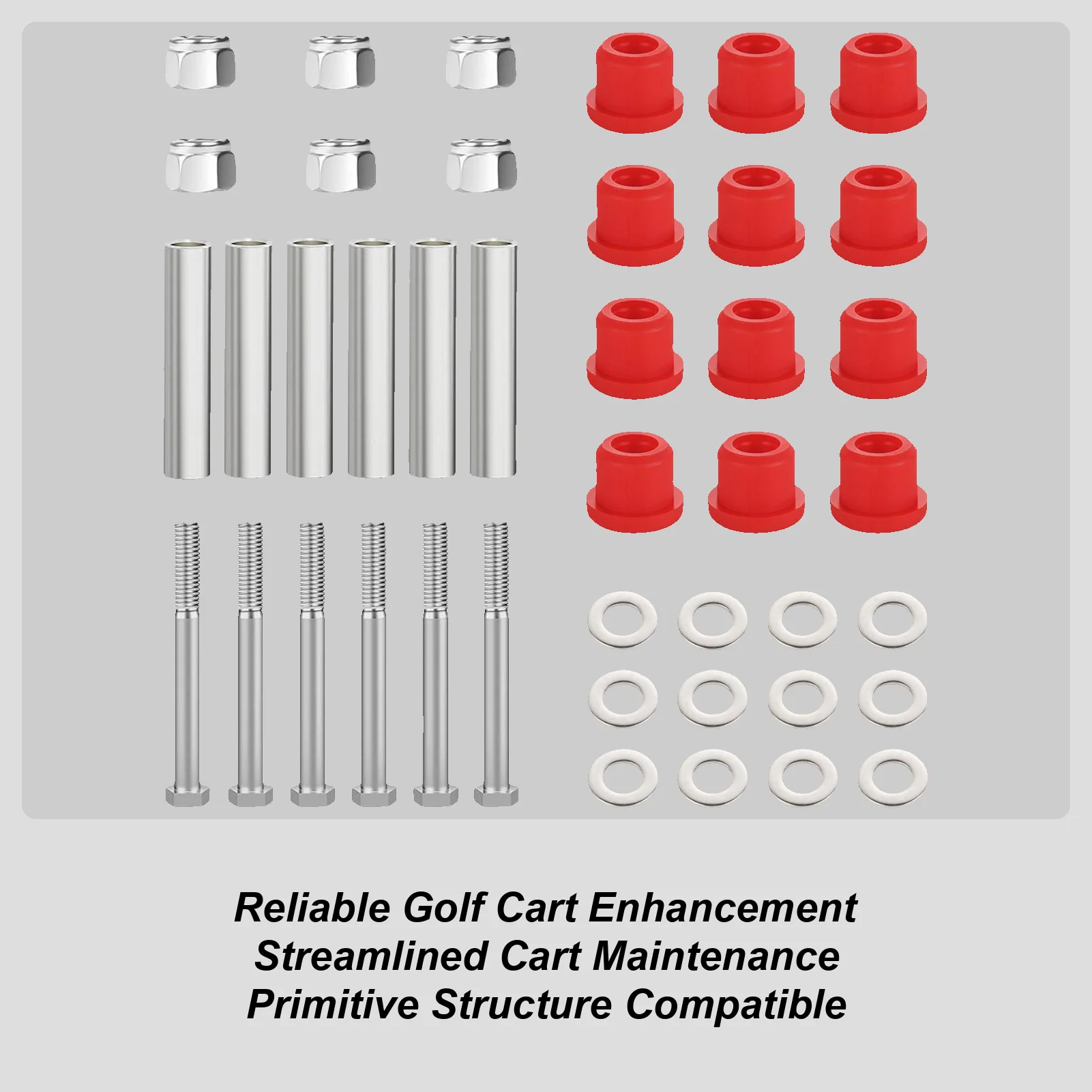 Комплект втулок клубной тележки, красные резиновые долговечные запасные части с винтами, комплект передних ремонтных втулок тележки для гольфа для дорожной площадки
Комплект втулок клубной тележки, красные резиновые долговечные запасные части с винтами, комплект передних ремонтных втулок тележки для гольфа для дорожной площадки