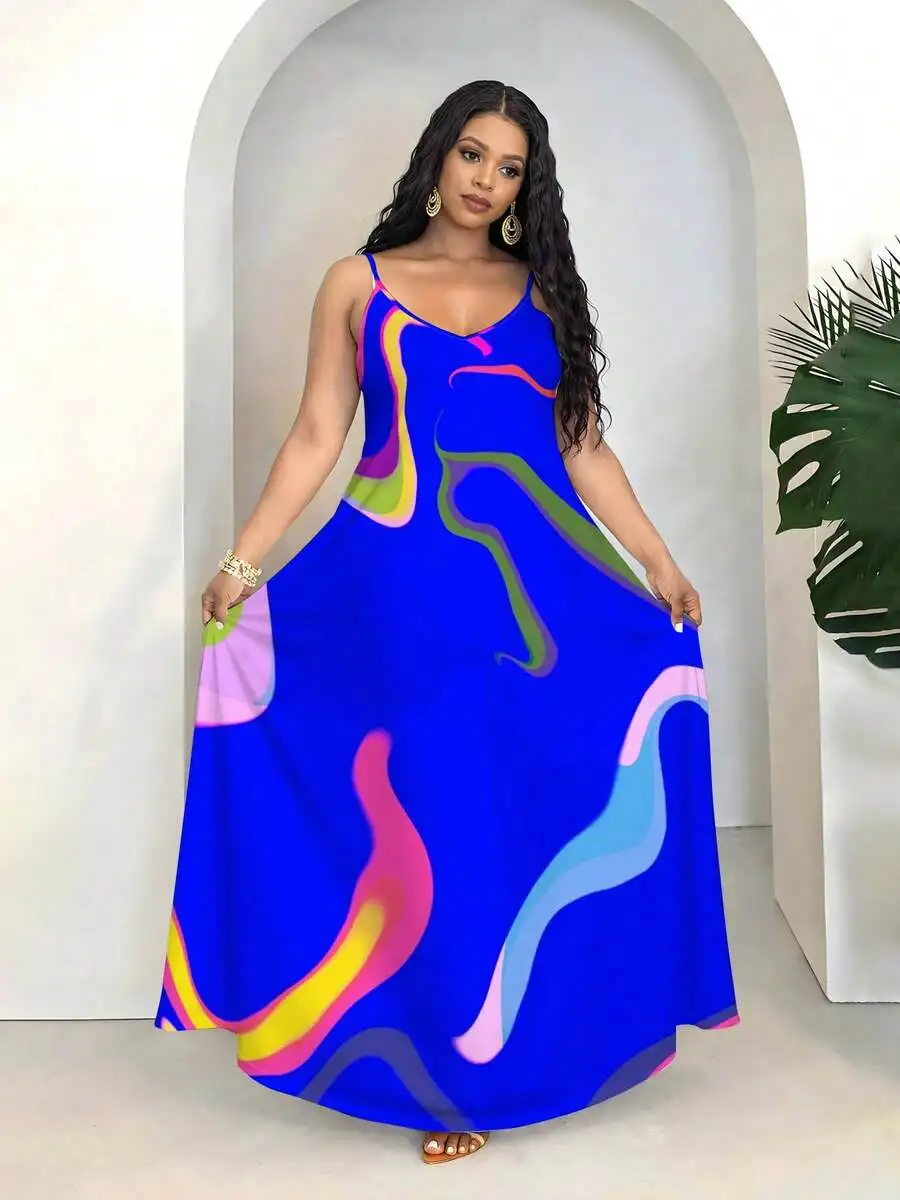 Plus Size Women Sleeveless V Neck Maxi Dress Artistic Color Block Print Casual Beach Vacation Wear
Plus Size Women Sleeveless V Neck Maxi Dress Artistic Color Block Print Casual Beach Vacation Wear
