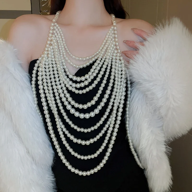 Handmade CHICATWILL Beading Pearls Womens Body Chains Sexy Lady Elegant Halter Neck Multi Layers Beading Bust Chain Camis Top
Handmade CHICATWILL Beading Pearls Womens Body Chains Sexy Lady Elegant Halter Neck Multi Layers Beading Bust Chain Camis Top