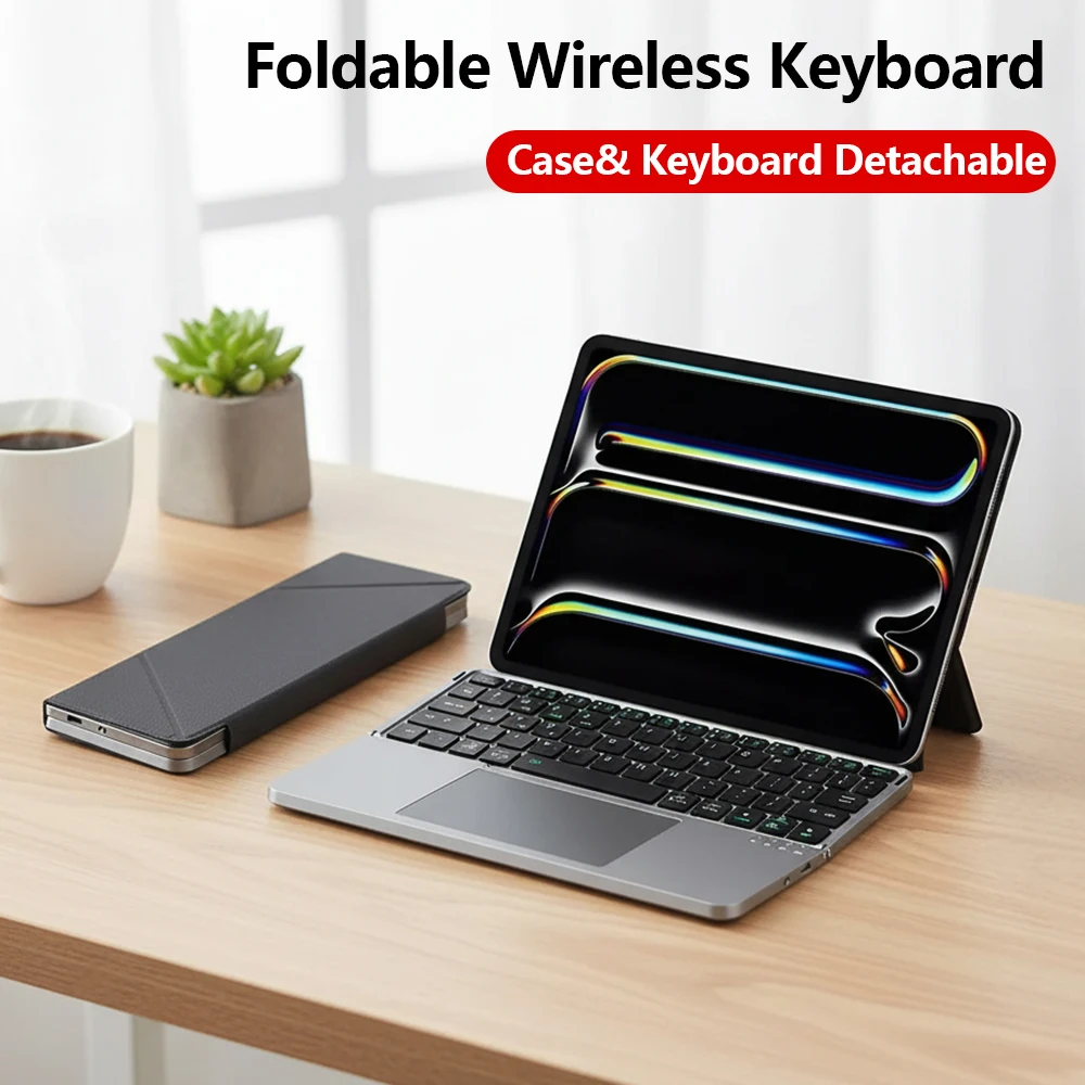 2-in-1 Folding Bluetooth Keyboard with Touchpad For iPad/iPhone/Android/Windows multifunctional wireless Universal Keyboard
2-in-1 Folding Bluetooth Keyboard with Touchpad For iPad/iPhone/Android/Windows multifunctional wireless Universal Keyboard