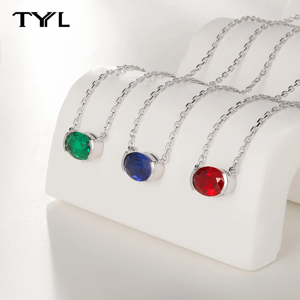 TYYL Lab Grown Emerald Ruby Sapphire Necklace 6*8mm Oval Solitaire Gemstone Pendant 925 Silver for Women Party Gift Neck Jewelry
TYYL Lab Grown Emerald Ruby Sapphire Necklace 6*8mm Oval Solitaire Gemstone Pendant 925 Silver for Women Party Gift Neck Jewelry
