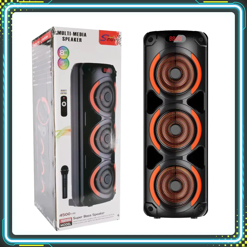 ZQS8301/8302 40W High Power Wireless Bluetooth Speakers Three 8 Inch Party Stage Sound Box LED Light Custom Multimedia Karaoke
ZQS8301/8302 40W High Power Wireless Bluetooth Speakers Three 8 Inch Party Stage Sound Box LED Light Custom Multimedia Karaoke
