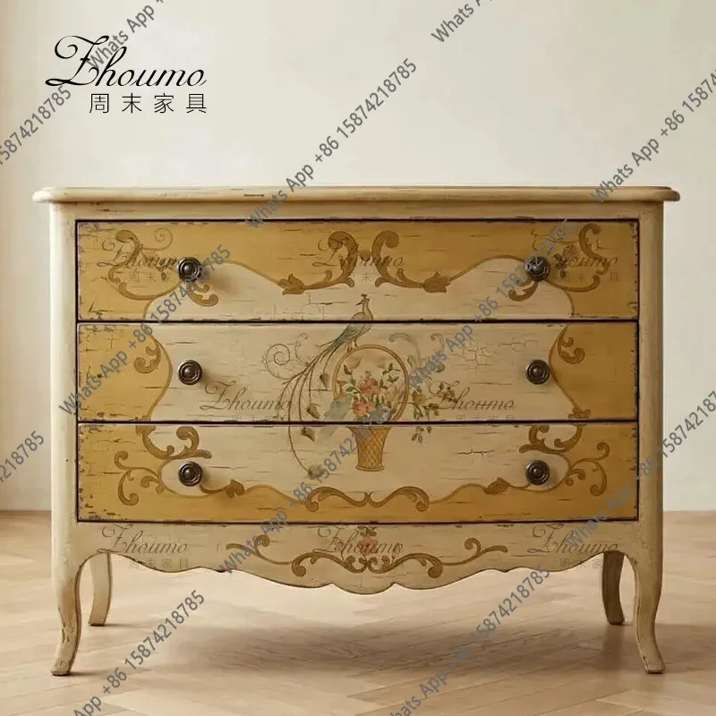 LlFrench Retro Solid Wood Three-bucket Cabinet Antique Master Bedroom Painted Locker Drawer Living Room Decorative Cabinet
LlFrench Retro Solid Wood Three-bucket Cabinet Antique Master Bedroom Painted Locker Drawer Living Room Decorative Cabinet