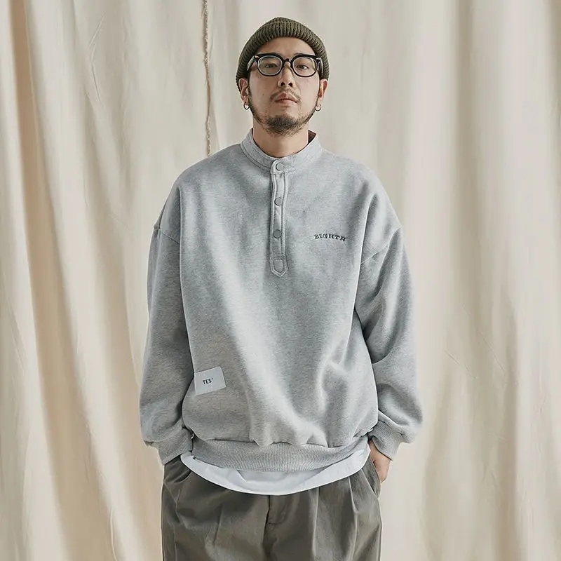 Trendy brand sweatshirt men's Japanese style loose stand collar hoodless pullover long sleeve versatile autumn and winter style
Trendy brand sweatshirt men's Japanese style loose stand collar hoodless pullover long sleeve versatile autumn and winter style