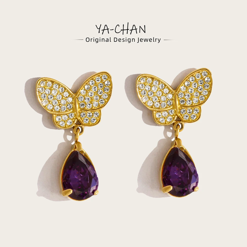 YACHAN Exquisite Luxury Purple Zircon Crystal Earrings for Women 18K Gold Plated Chic Stainless Steel Trendy Jewelry
YACHAN Exquisite Luxury Purple Zircon Crystal Earrings for Women 18K Gold Plated Chic Stainless Steel Trendy Jewelry