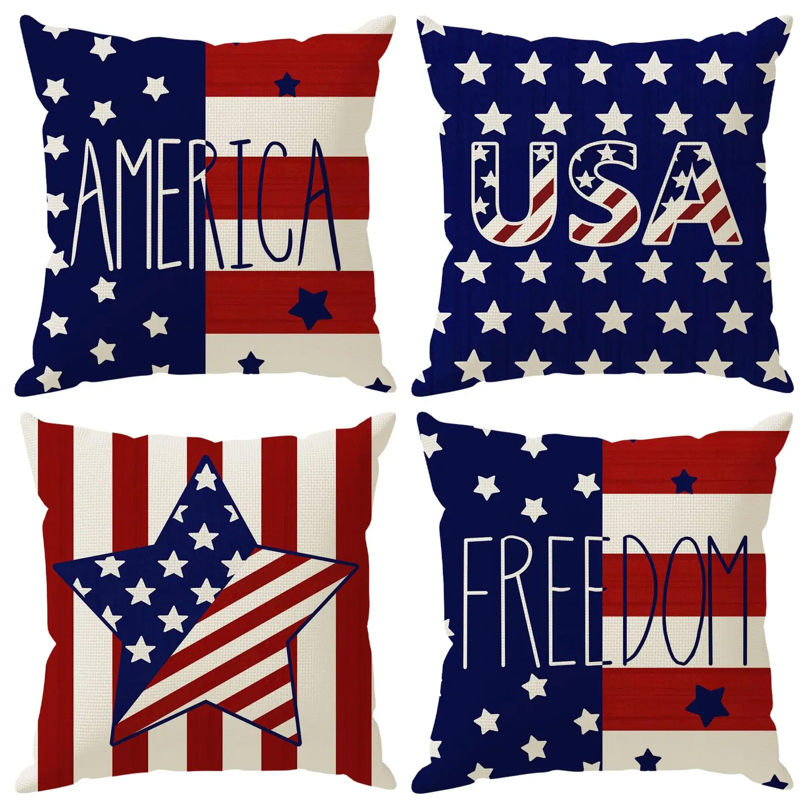 Stripes Stars Freedom America Memorial Day Pillow Covers 4th of July Patriotic Independence Day Throw Pillow Cases Set of 4
Stripes Stars Freedom America Memorial Day Pillow Covers 4th of July Patriotic Independence Day Throw Pillow Cases Set of 4