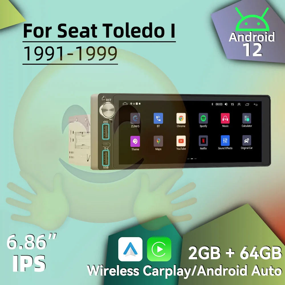 Carplay 6.86" Screen Multimedia 1Din Android Car Radio for Seat Toledo 1 I 1991-1999 Head Unit Autoradio Stereo Navigation GPS
Carplay 6.86" Screen Multimedia 1Din Android Car Radio for Seat Toledo 1 I 1991-1999 Head Unit Autoradio Stereo Navigation GPS