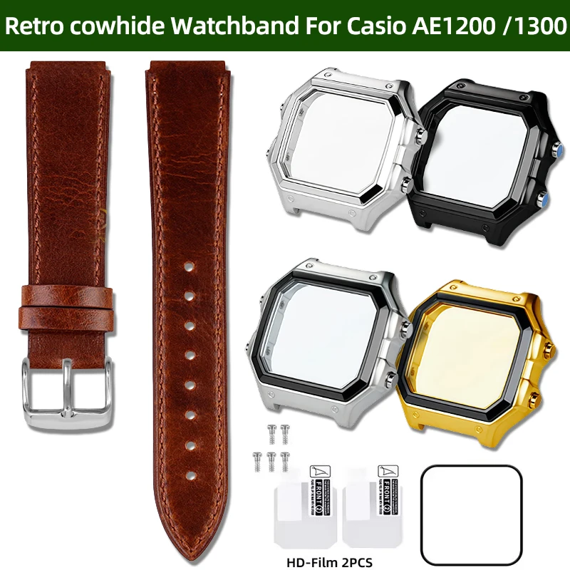 For Casio AE1200 case mod kit Modified strap 3299 AE-1200 AE-1300 bezel glass strap ring Retro cowhide Watchband Accessories
For Casio AE1200 case mod kit Modified strap 3299 AE-1200 AE-1300 bezel glass strap ring Retro cowhide Watchband Accessories