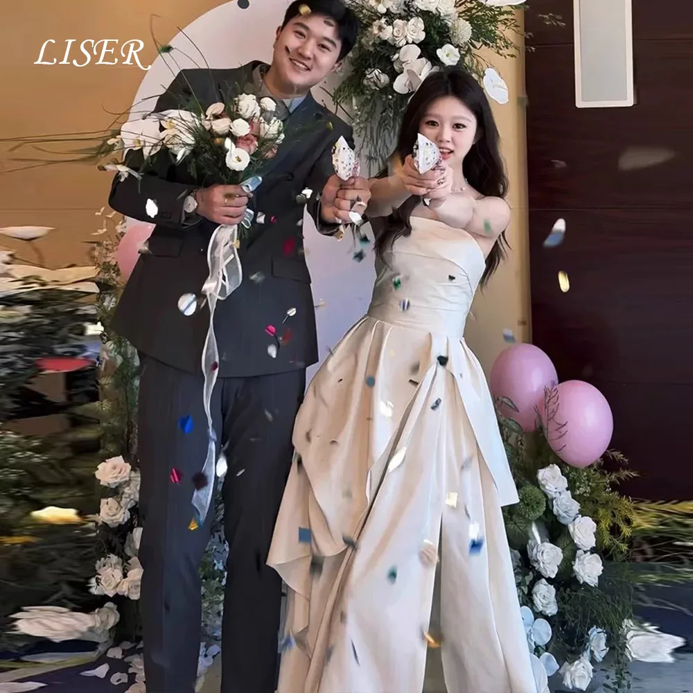 Liser Strapless Simple A-Line Korea Wedding Dresses Photo Shoot Silk Satin Long Elegant Bridal Gowns 저녁 드레스 Customize Corset
Liser Strapless Simple A-Line Korea Wedding Dresses Photo Shoot Silk Satin Long Elegant Bridal Gowns 저녁 드레스 Customize Corset