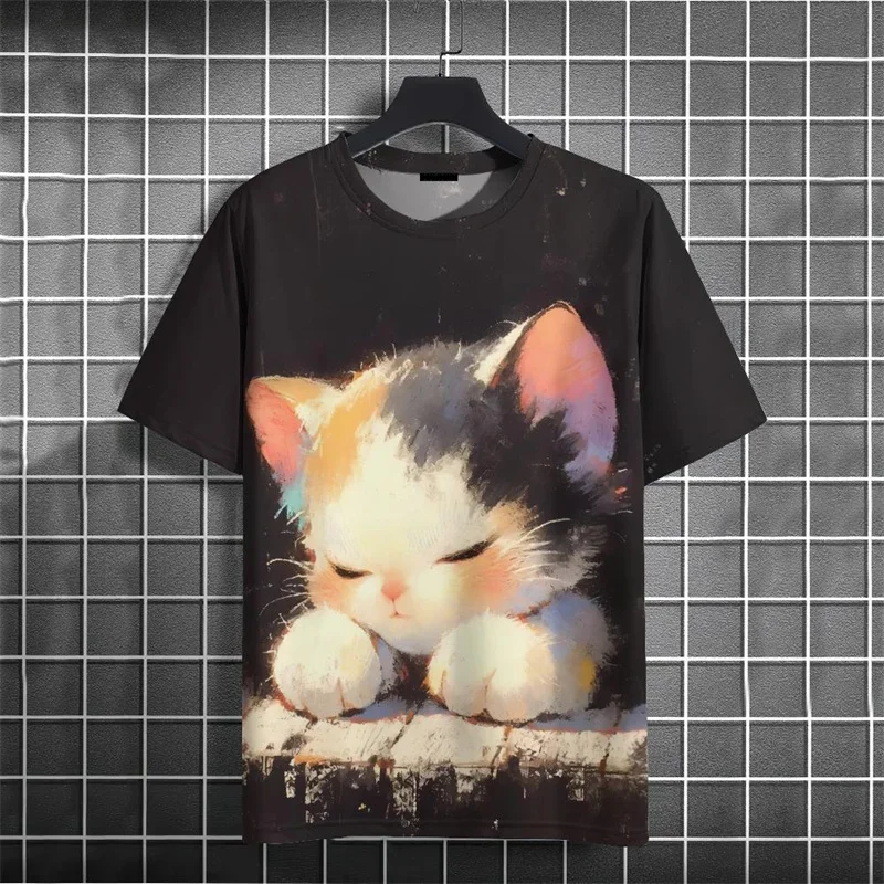 Cartoon Cat Pattern T Shirt For Men Funny Cute Animal 3D Printed T-Shirts Summer Oversized Short Sleeve Tees Round Neck Tops
Cartoon Cat Pattern T Shirt For Men Funny Cute Animal 3D Printed T-Shirts Summer Oversized Short Sleeve Tees Round Neck Tops