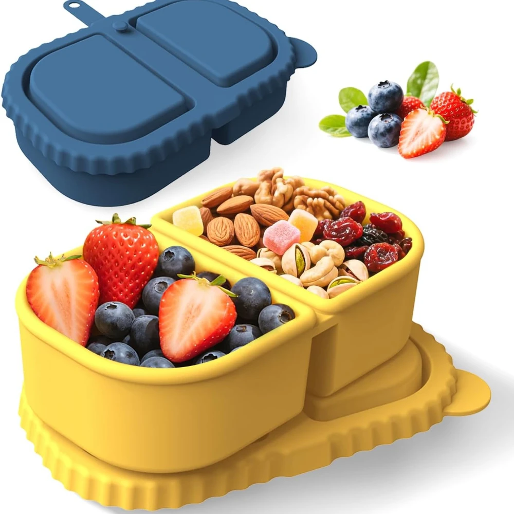 Silicone Reusable Snack Containers Double Compartment Snackle Box Leakproof Sauce Salad Box Tableware for School Picnics Office
Silicone Reusable Snack Containers Double Compartment Snackle Box Leakproof Sauce Salad Box Tableware for School Picnics Office