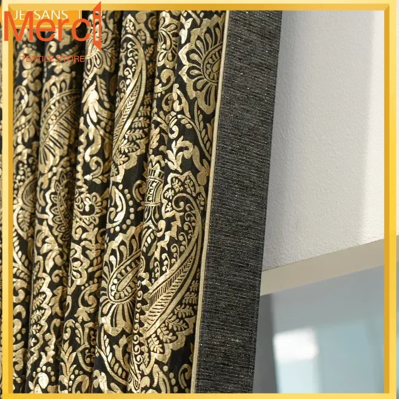 New High-end Black Paisley Bronzing Jacquard Thickened Blackout Curtains For Living Room Bedroom And Villa Customization
New High-end Black Paisley Bronzing Jacquard Thickened Blackout Curtains For Living Room Bedroom And Villa Customization