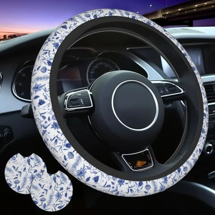 Blue Flowers Steering Wheel Cover Floral Cute Steering Wheel Cover Breathable Universal for 5 Inch Anti-Slip Car with 2 Pieces
Blue Flowers Steering Wheel Cover Floral Cute Steering Wheel Cover Breathable Universal for 5 Inch Anti-Slip Car with 2 Pieces