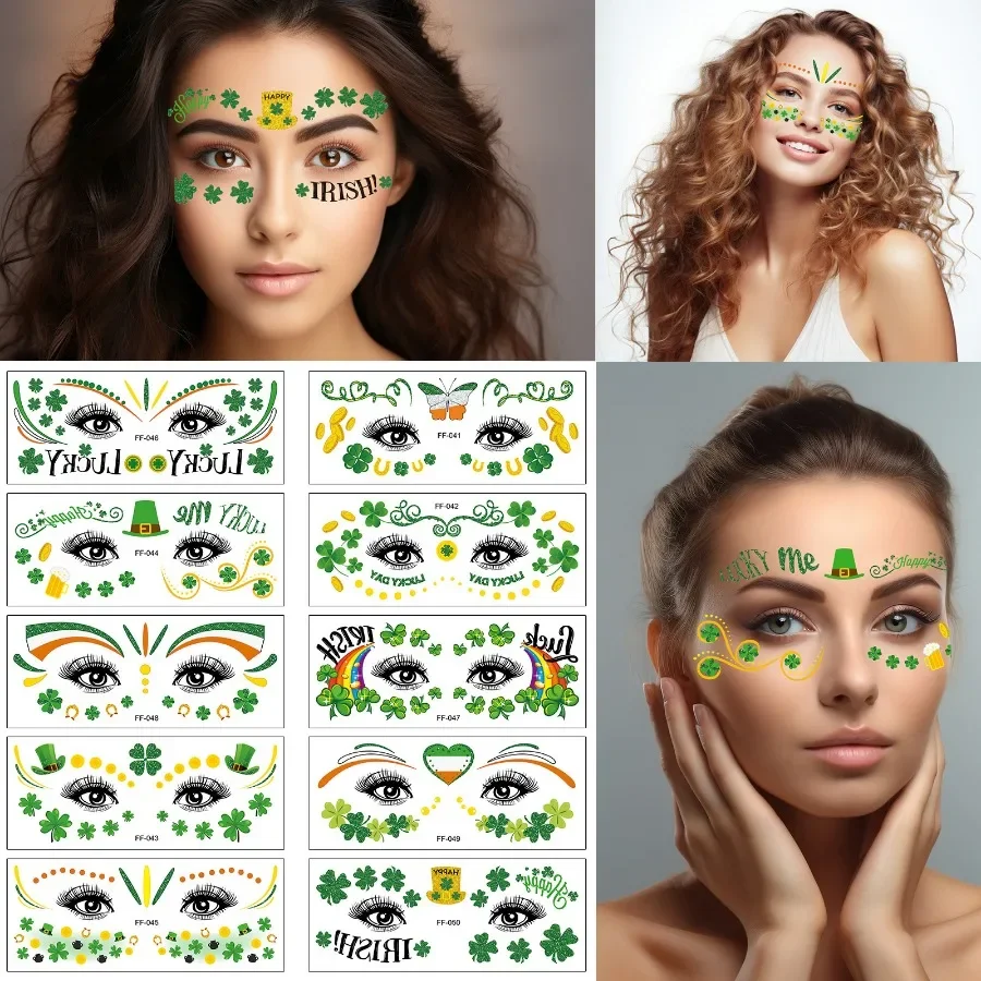 Green Irish Festival Promotional St. Patricks Day Party Stickers Eye Beard Face Tattoos Stickers Festive Even Party Supplies
Green Irish Festival Promotional St. Patricks Day Party Stickers Eye Beard Face Tattoos Stickers Festive Even Party Supplies