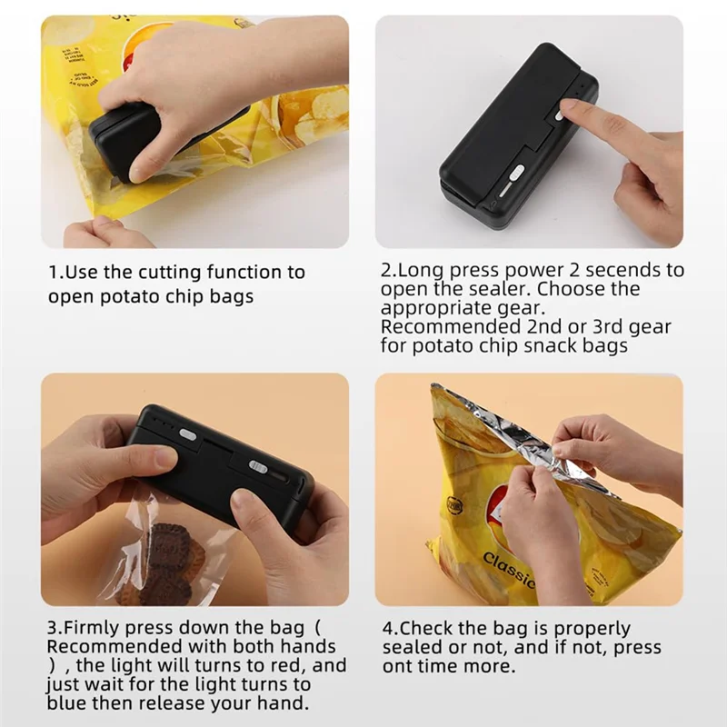 FGGS-Mini Bag Sealer, USB Charger Potato Chip Bags Heat Sealer Capper, Reseals Snack Plastic Bag Heat Seal And Cutter Durable Bl
FGGS-Mini Bag Sealer, USB Charger Potato Chip Bags Heat Sealer Capper, Reseals Snack Plastic Bag Heat Seal And Cutter Durable Bl