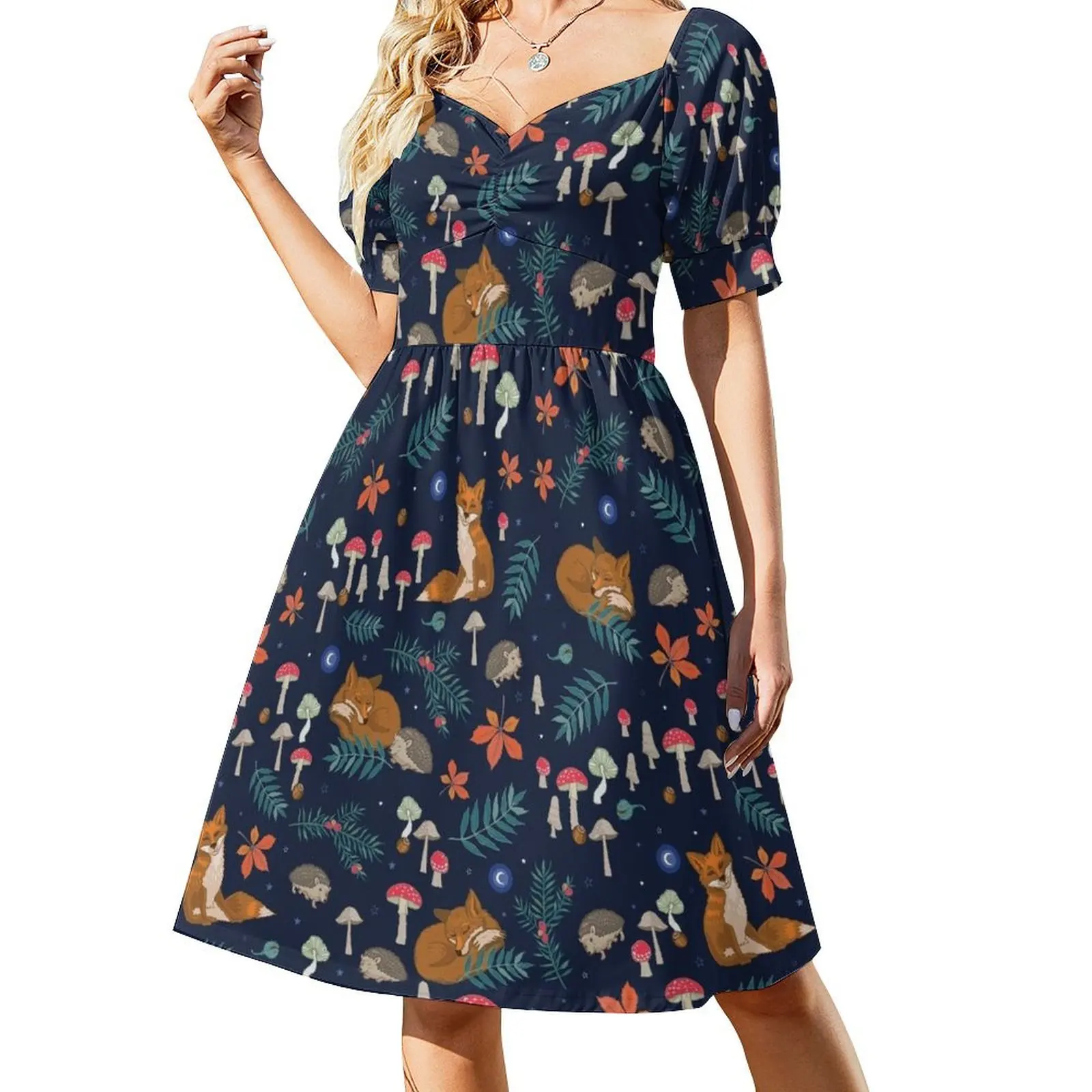 Hibernation woodland animals and toadstools on blue Dress beach dresses Woman dresses
Hibernation woodland animals and toadstools on blue Dress beach dresses Woman dresses