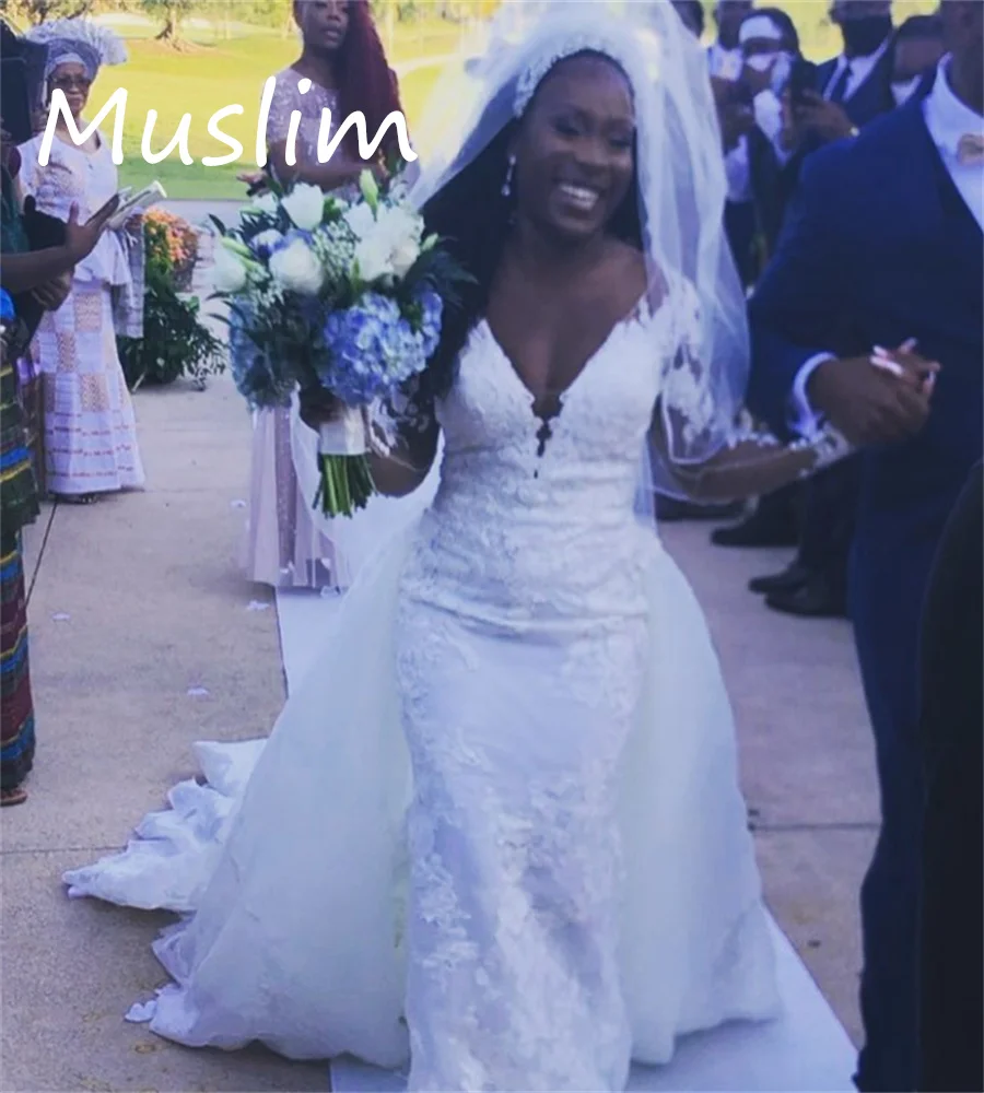 Luxury 2 In 1 Mermaid Wedding Dress Vintage Detachable Train Lace Africa Hippie Bridal Long Sleeve Backless Bride Customized
Luxury 2 In 1 Mermaid Wedding Dress Vintage Detachable Train Lace Africa Hippie Bridal Long Sleeve Backless Bride Customized