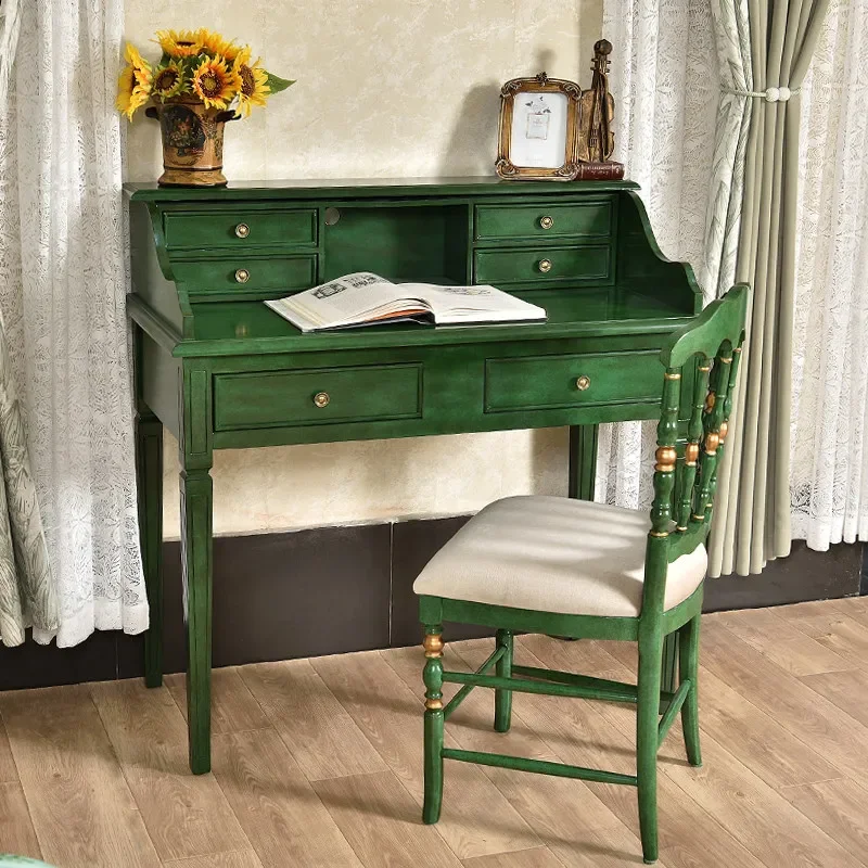 DSA American retro emerald solid wood desk student computer desk household integrated writing desk dresser
DSA American retro emerald solid wood desk student computer desk household integrated writing desk dresser