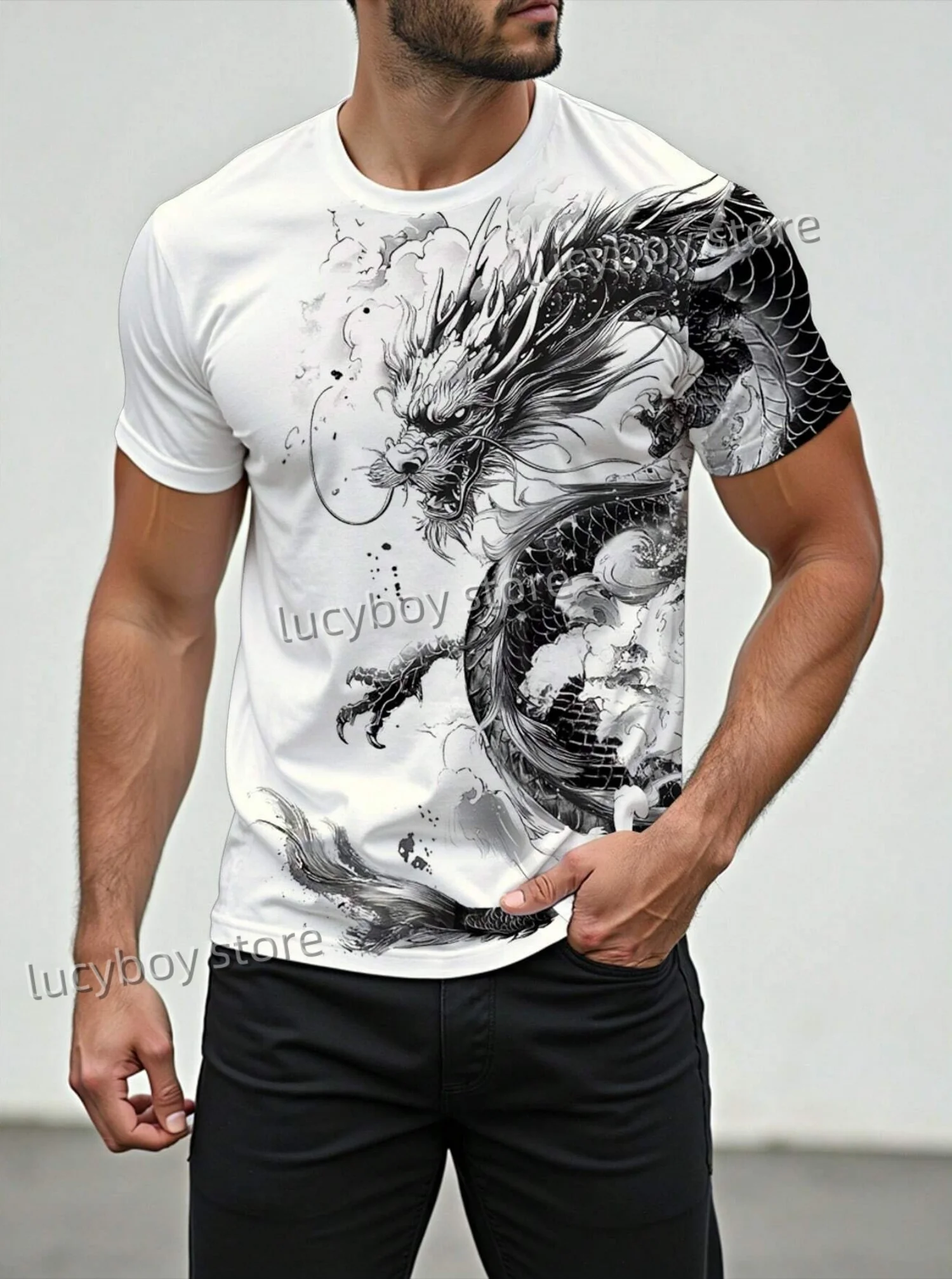 2025 Summer Men Sports Loose Comfortable Men's T-shirt chinese dragon print Men's Short-sleeved Top Daily Street Mens T-shirt
2025 Summer Men Sports Loose Comfortable Men's T-shirt chinese dragon print Men's Short-sleeved Top Daily Street Mens T-shirt