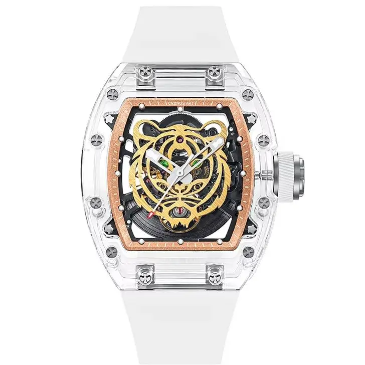 CRONUSART Men Automatic Watch Tonneau Mechanical Wristwatch Acrylic Case Luminous K1 Mirror FKM Strap Skeleton Tiger Dial
CRONUSART Men Automatic Watch Tonneau Mechanical Wristwatch Acrylic Case Luminous K1 Mirror FKM Strap Skeleton Tiger Dial