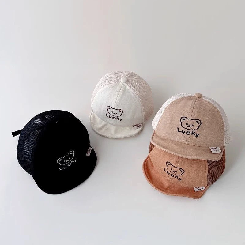 Cartoon Bear Baby Baseball Cap Summer Thin Mesh Breathable Sun Hat Solid Color Cotton Adjustable Kids Peaked Caps
Cartoon Bear Baby Baseball Cap Summer Thin Mesh Breathable Sun Hat Solid Color Cotton Adjustable Kids Peaked Caps