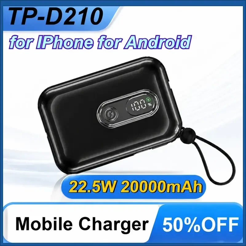 TP-D210 22.5W 20000mAh for IPhone for Android Phone Portable Power Bank Quick Charging Built-in Type-C Lightning Cable
TP-D210 22.5W 20000mAh for IPhone for Android Phone Portable Power Bank Quick Charging Built-in Type-C Lightning Cable