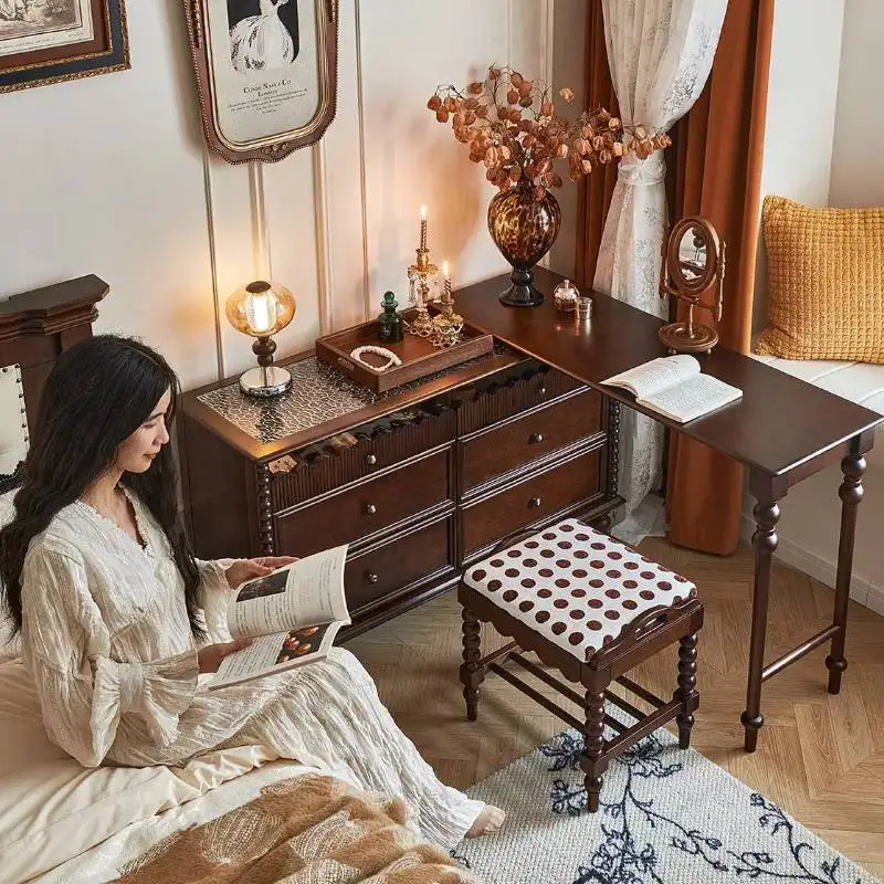 Storage Makeup Vanity Desk Sliding Vintage Wood Compact Dressing Vanity Desk Bedroom Mirror Bedside Penteadeiras Furniture Home
Storage Makeup Vanity Desk Sliding Vintage Wood Compact Dressing Vanity Desk Bedroom Mirror Bedside Penteadeiras Furniture Home